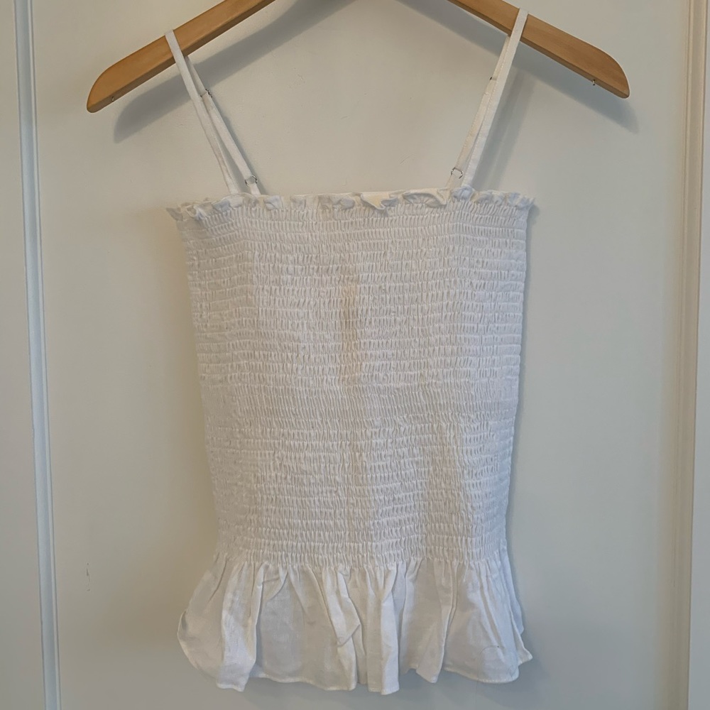 New with Tags. White ruched tank top.